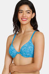 Zivame Sun's Bird Padded Wired 3/4th Coverage T-Shirt Bra - Methyl Blue — thumbnail 3